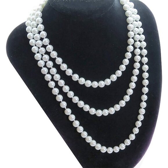 YALLNASL Faux Pearl Necklaces for Women Long Pearl Necklace Costume Jewelry - Picture 2 of 7